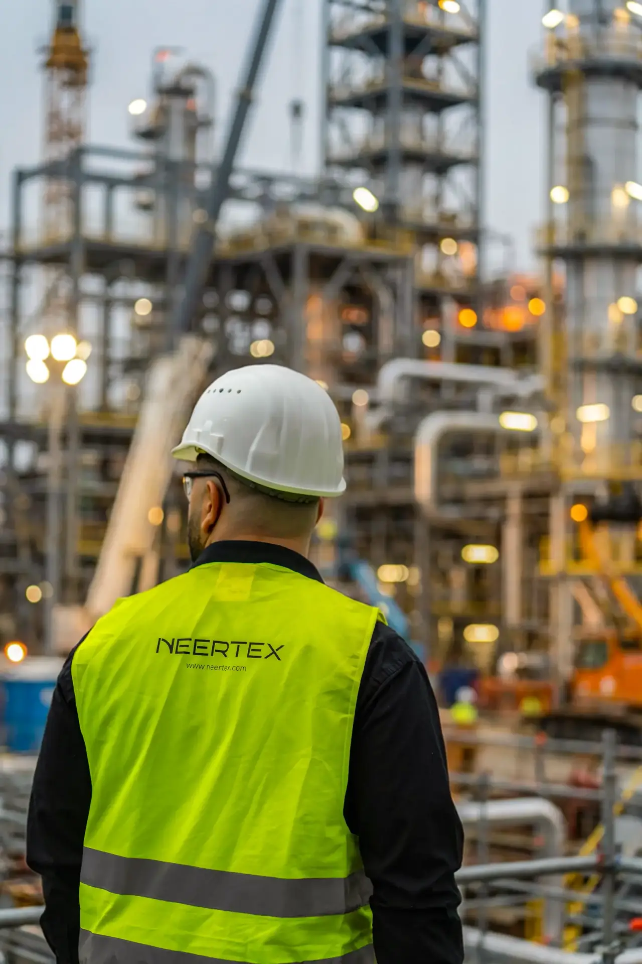 Maschinenbauingenieur bei der Überprüfung einer Industrieanlage für die CE-Kennzeichnung nach EU-MVO